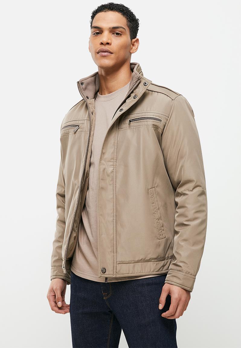 Heavy weight zip through jacket - taupe Jonathan D Jackets ...