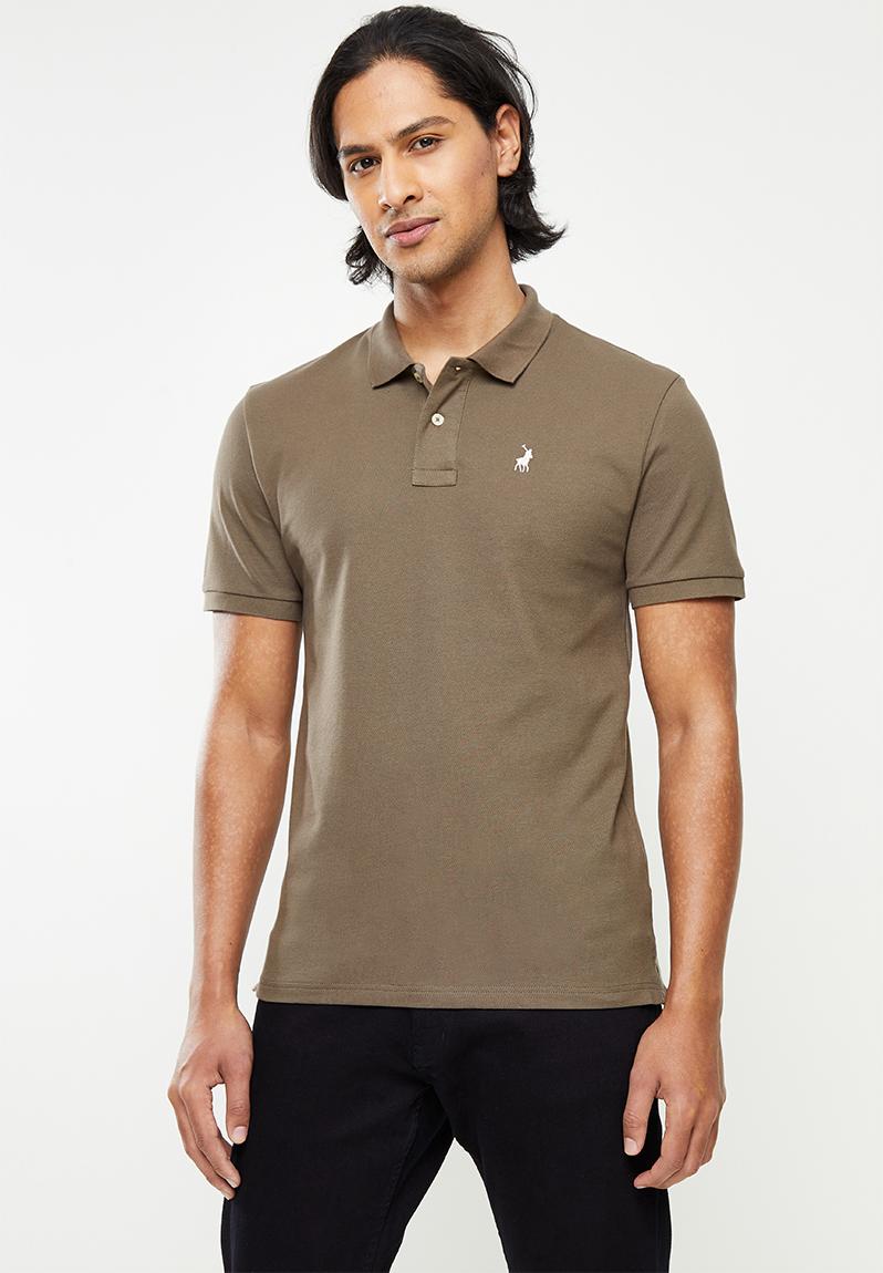 Mens plain pique short sleeve golfer - dark taupe POLO T-Shirts & Vests ...