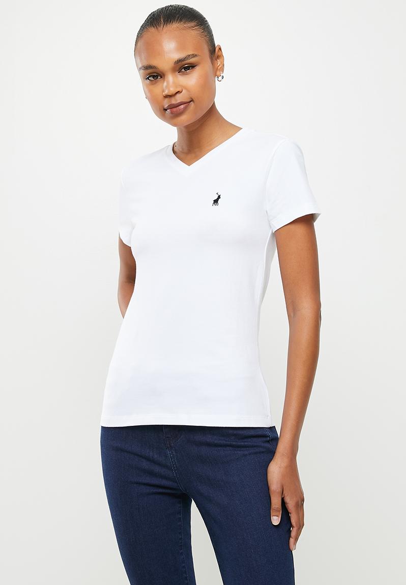 Wmn kelly ss vneck stretch t-shirt - white POLO T-Shirts, Vests & Camis ...