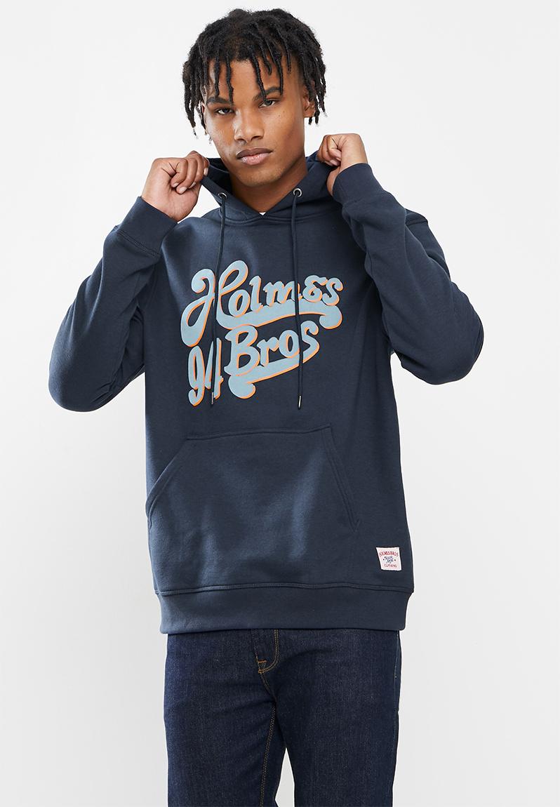 Bros flock pullover hoody - navy Holmes Bro's Hoodies & Sweats ...