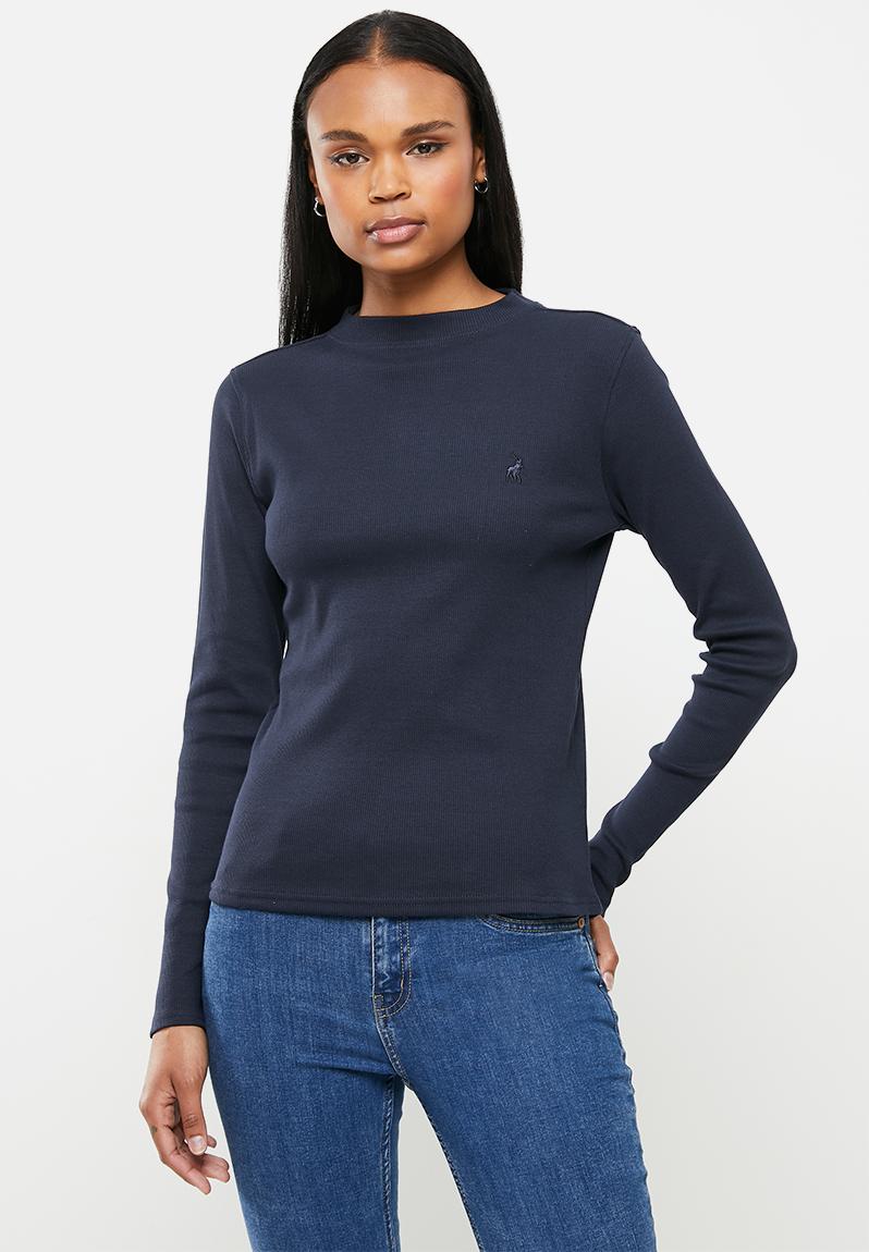 Wmn ls ribbed second skin - navy POLO T-Shirts, Vests & Camis ...