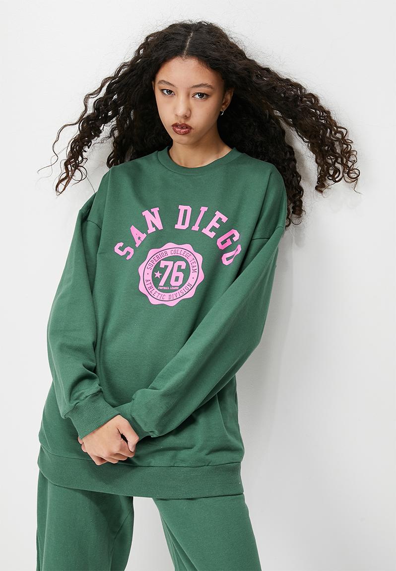 Graphic oversize crew sweat - emerald Blake Hoodies & Sweats ...