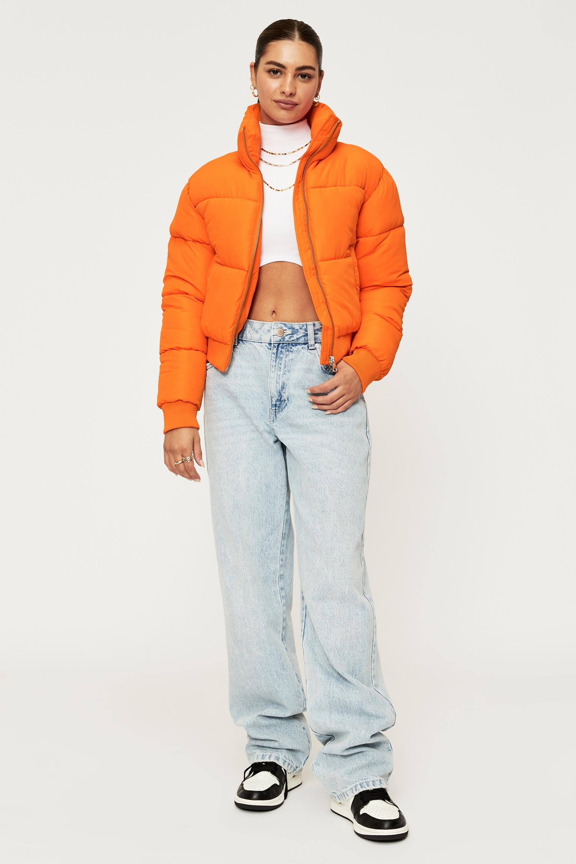 Cody cropped puffer jacket - orange pop Supré Jackets | Superbalist.com