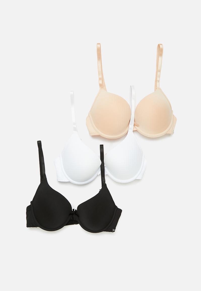 3pk tshirt bra - black/porcelain/white KANGOL Bras | Superbalist.com