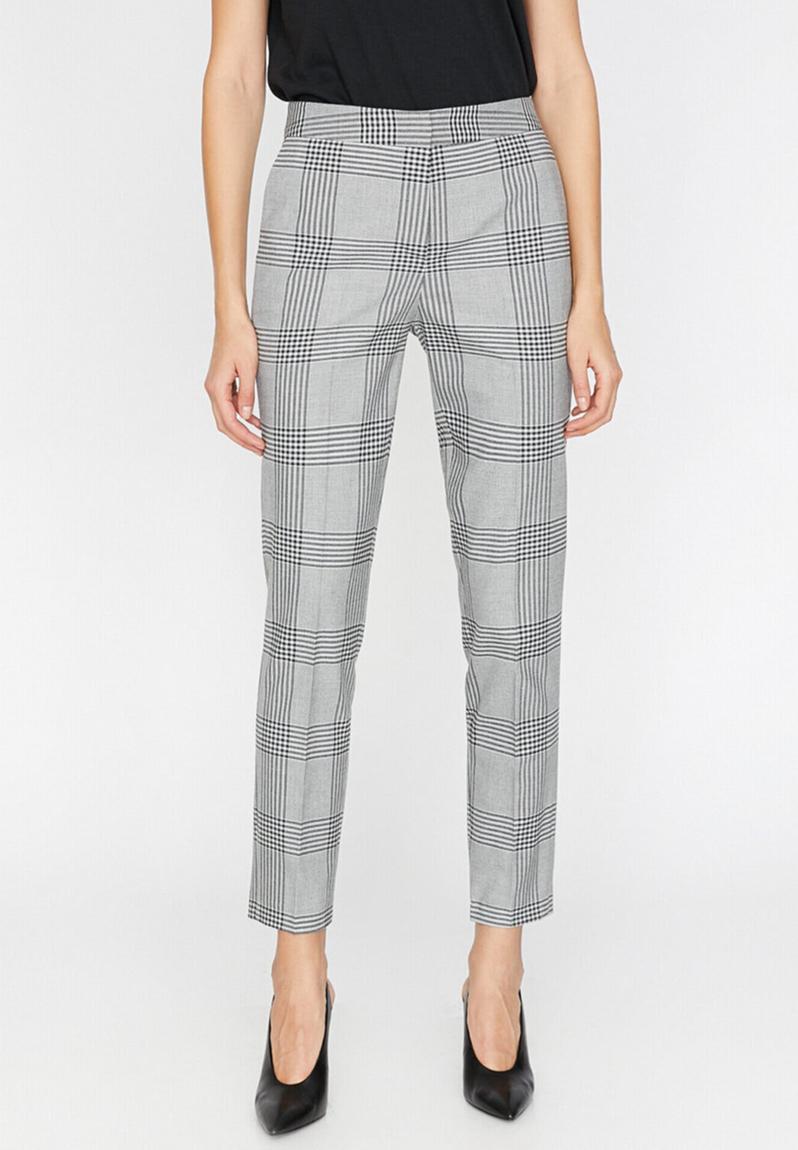 Medium rise pocket detailed check trousers - grey checkered Koton ...