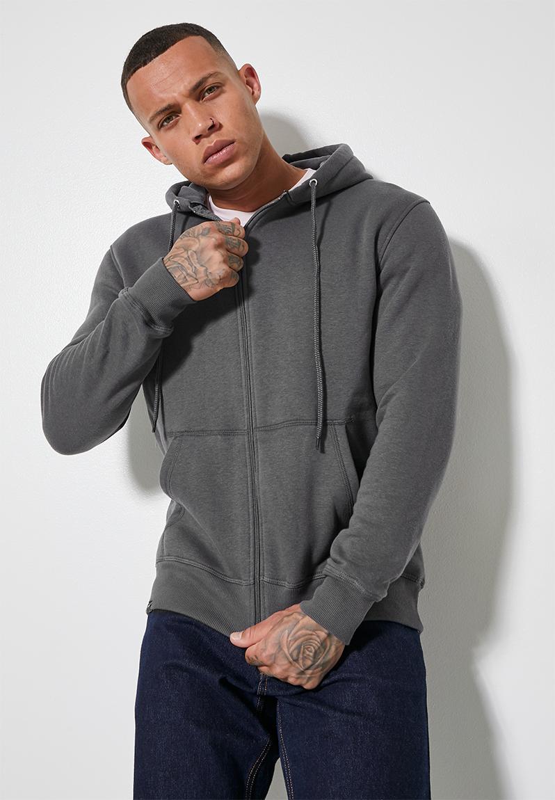 Basic zip-through hoodie - charcoal melange Superbalist Hoodies ...