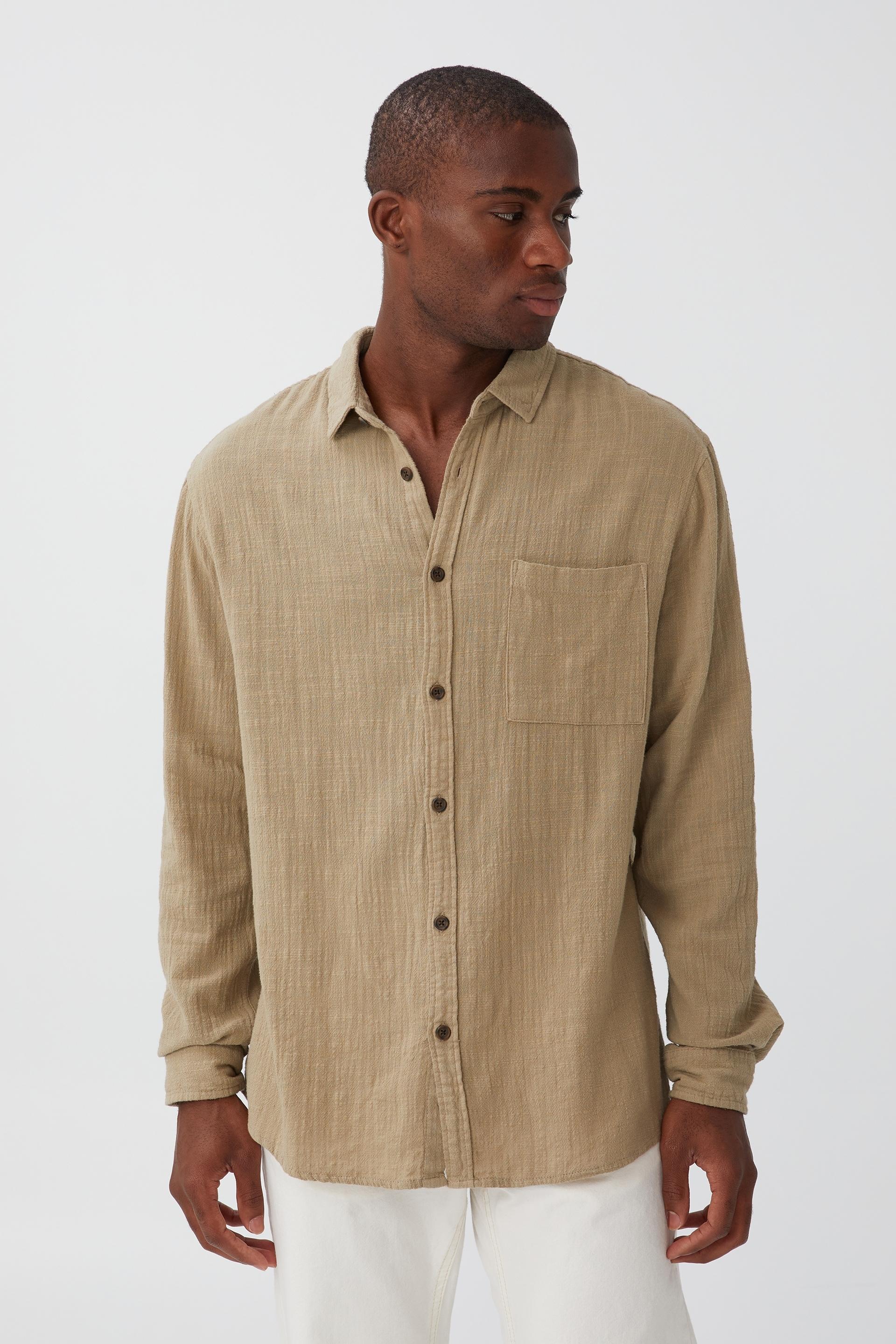 Camden long sleeve shirt - taupe cheesecloth Cotton On Shirts ...
