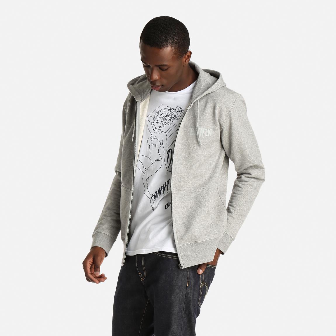 Classic Hooded Logo Jacket - Grey Edwin Hoodies, Sweats & Jackets ...