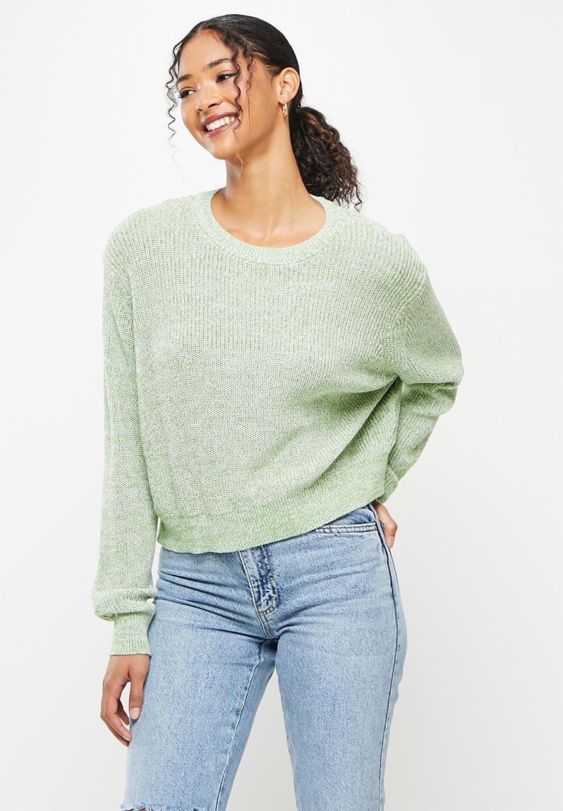 Everyday crop pullover-pistachio green/white twist Cotton On Knitwear ...