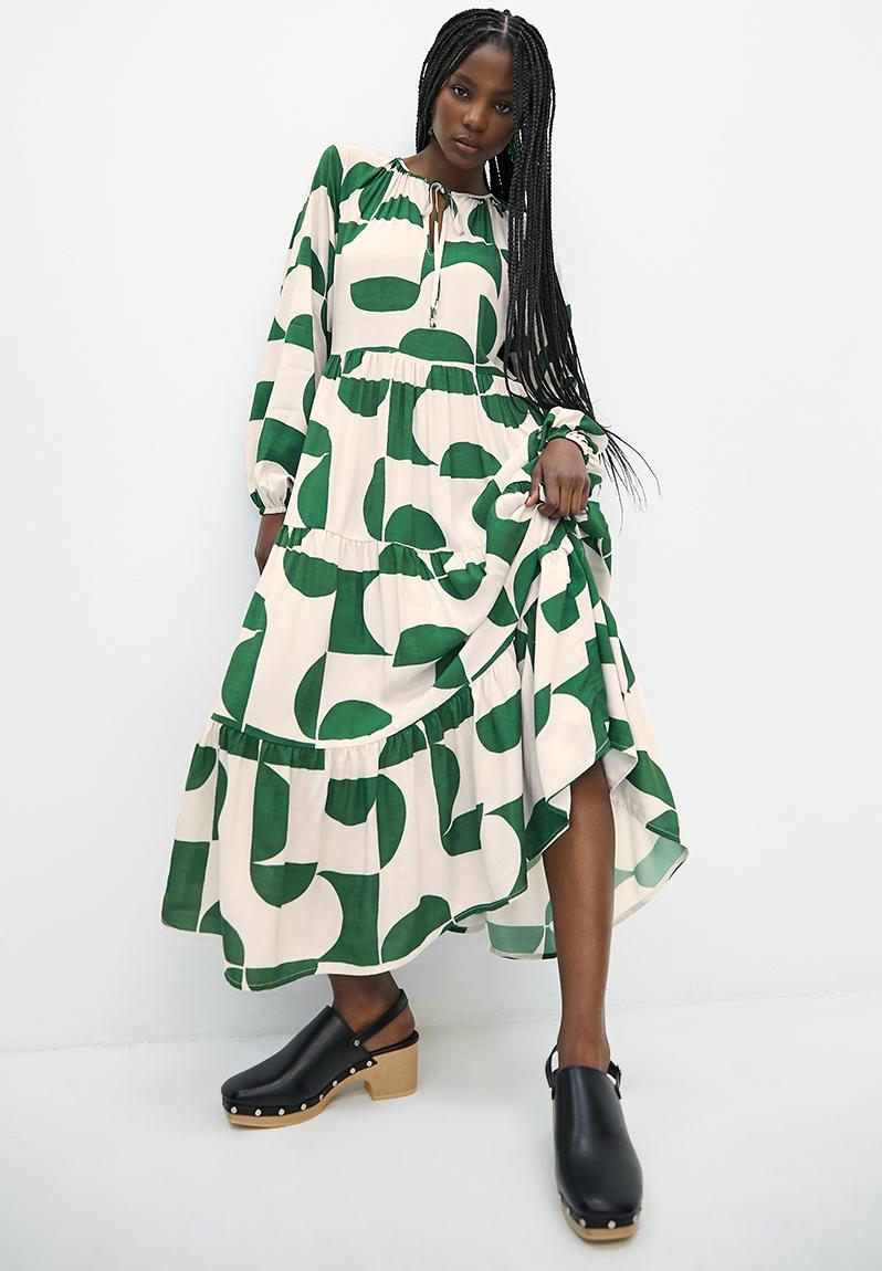 Tiered woven dress - green cutout. Superbalist Casual | Superbalist.com