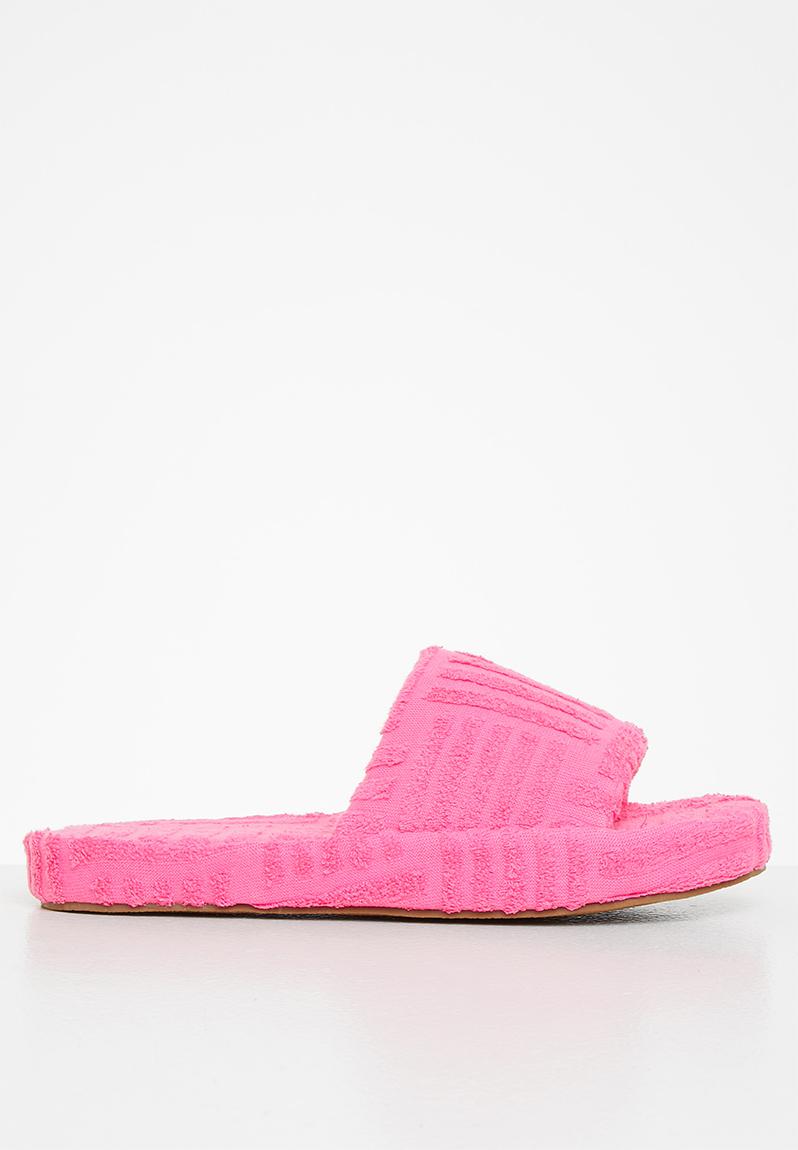 Juicy terry towelling slider - pink Public Desire Sandals & Flip Flops ...