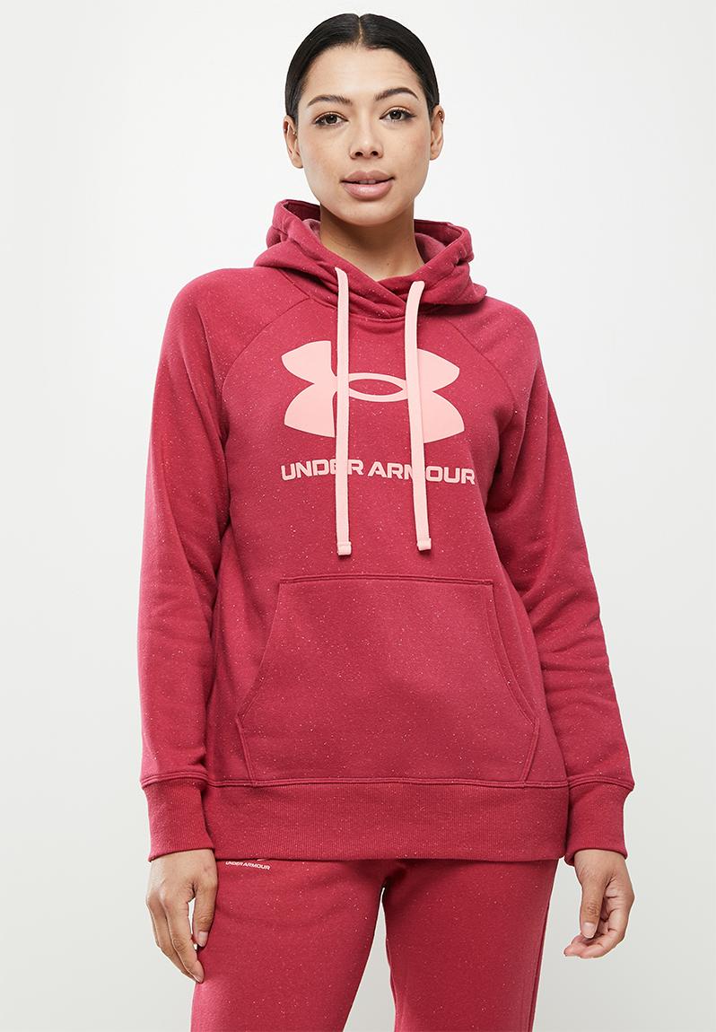 Rival fleece logo hoodie - black rose/posh pink Under Armour Hoodies ...