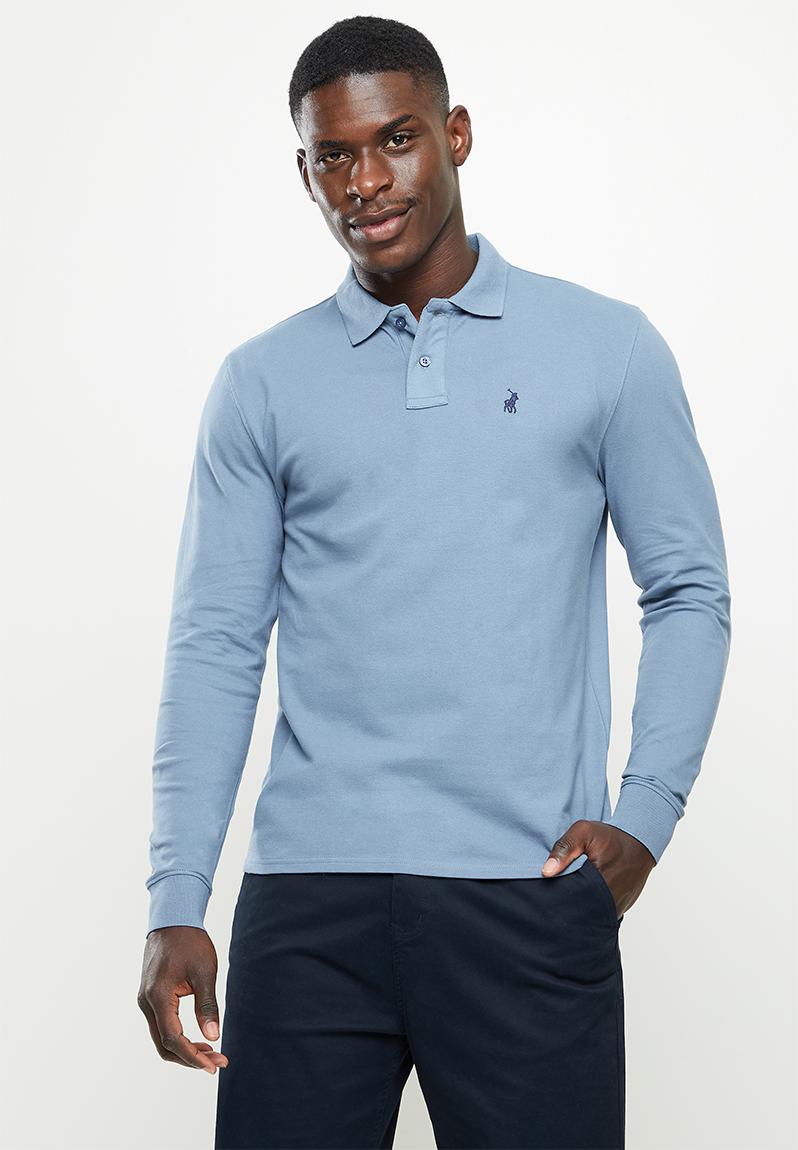 Mns plain pique ls golfer - blue POLO T-Shirts & Vests | Superbalist.com