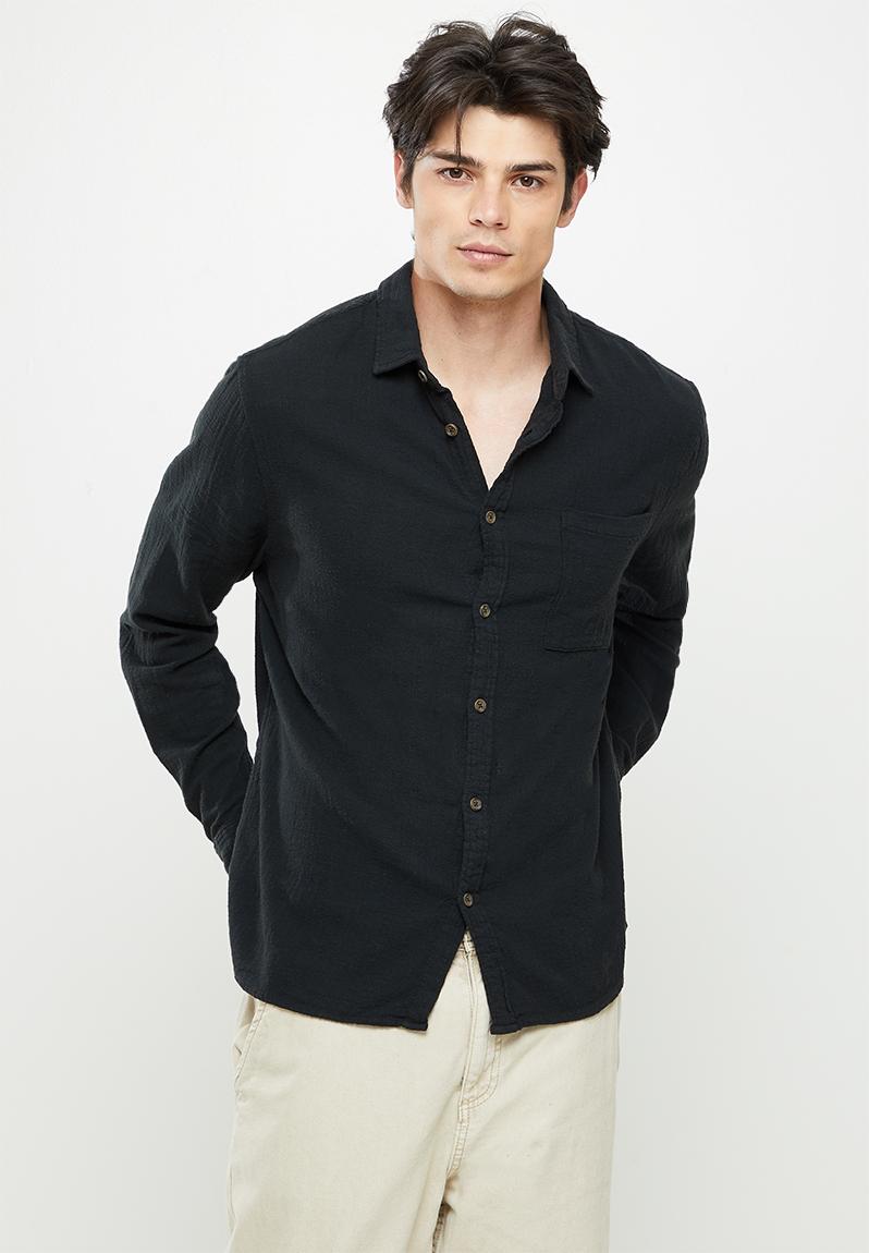 Camden long sleeve shirt - washed black cheesecloth Cotton On Shirts ...