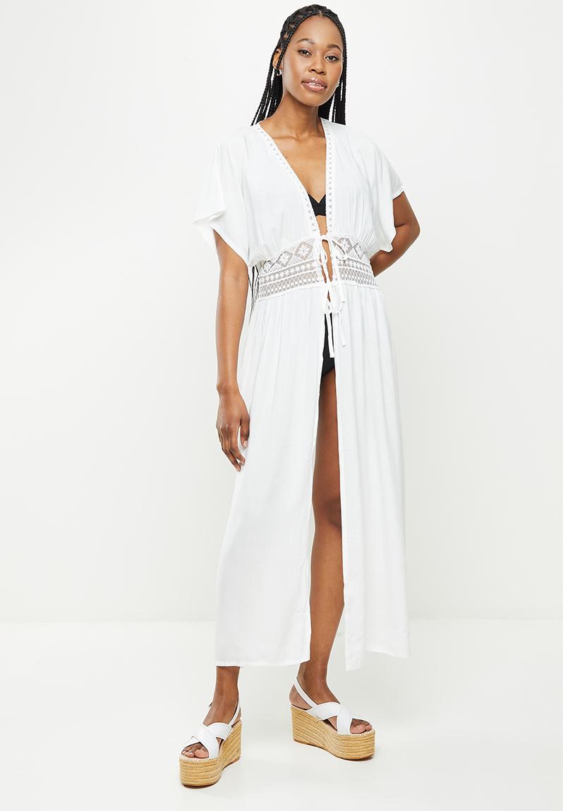 Long bohemian kaftan - white dailyfriday Kaftans & Cover Ups ...