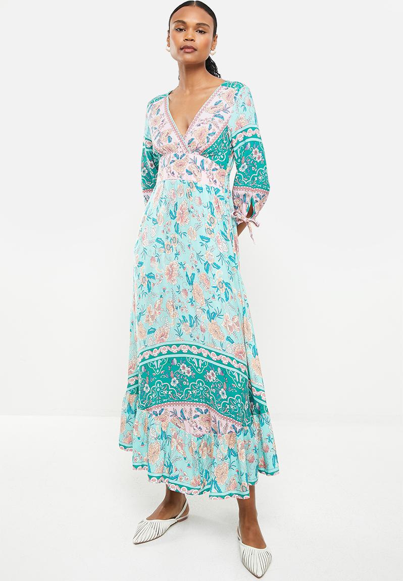 Border Printed Maxi Dress - Mint Stella Morgan Casual 