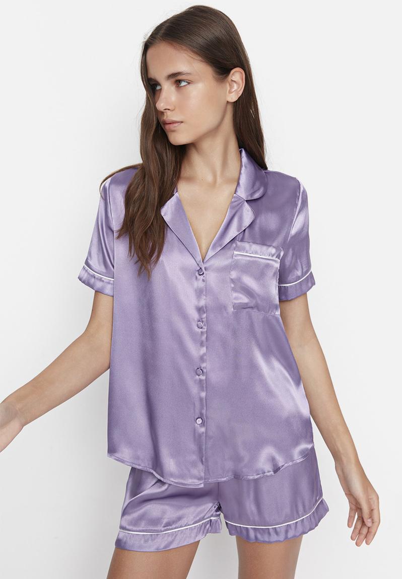 Satin Pajamas Set - Lilac Trendyol Sleepwear 