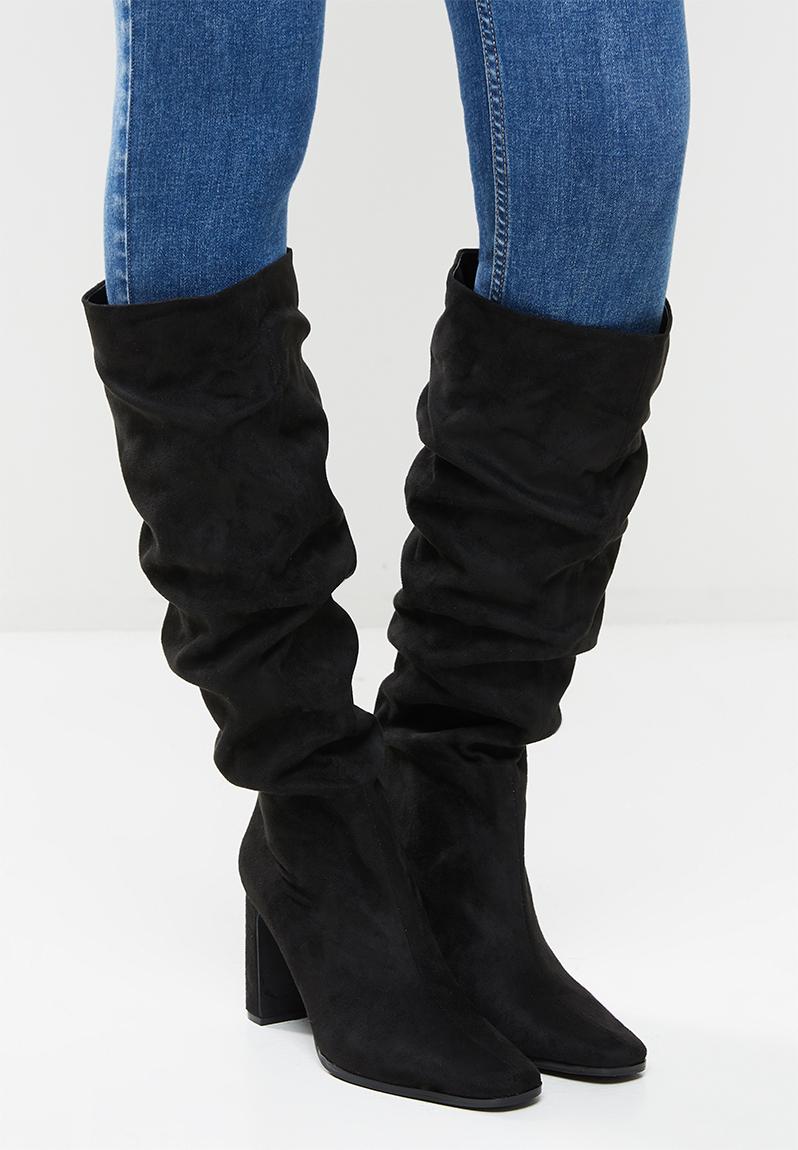 Lycan Zebra Sequin Ruched Knee High Boots