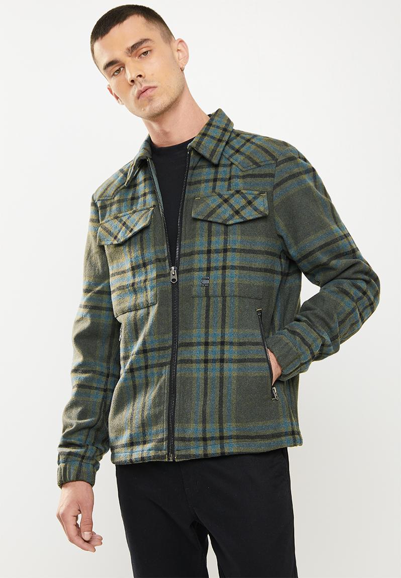 Check overshirt jack - graphite drew check G-Star RAW Jackets ...