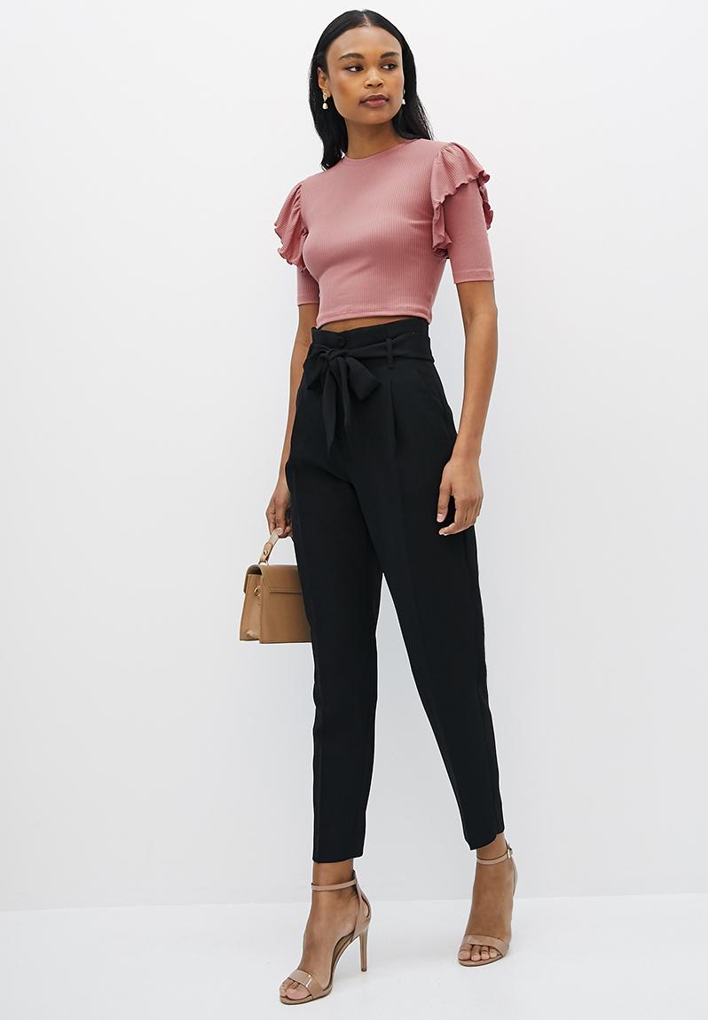 Ruffle sleeve crew neck tee - pink MILLA T-Shirts, Vests & Camis ...