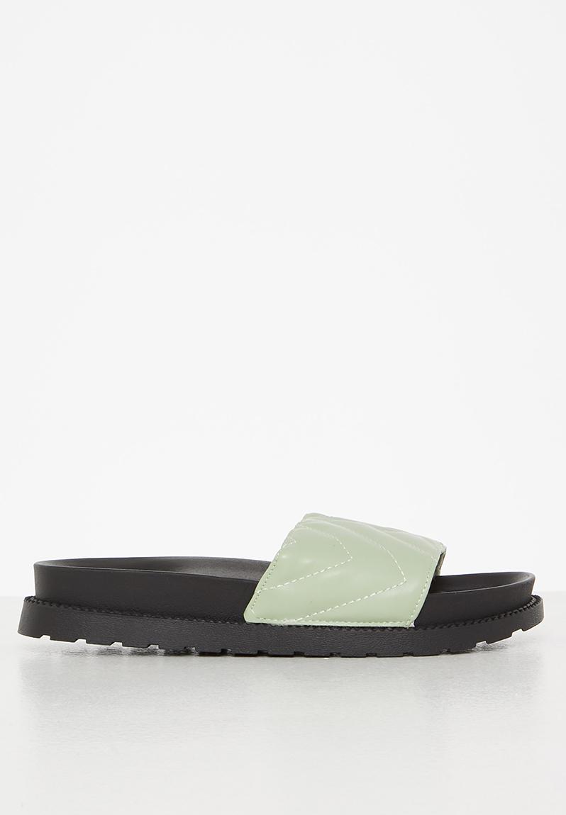 Padded flatform slide - sage Seduction Sandals & Flip Flops ...