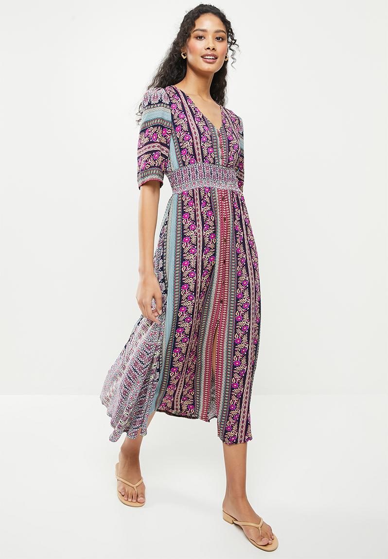 Border printed maxi dress - multi blue Stella Morgan Casual ...