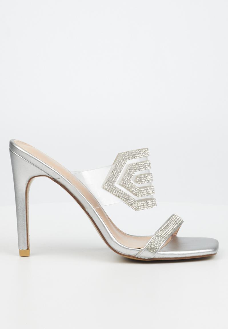 SL CHAIN ATTACH HEELED MULES BLACK VELVET