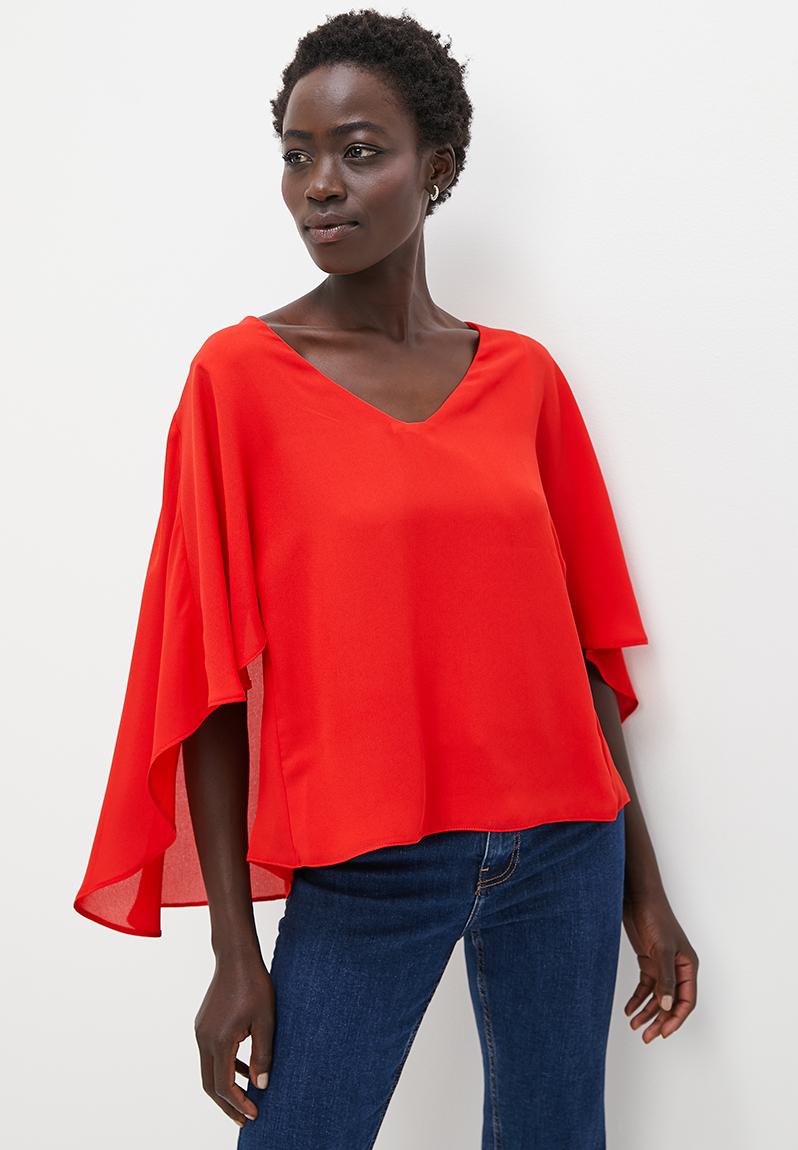 V-neck circle shell - red edit Blouses | Superbalist.com