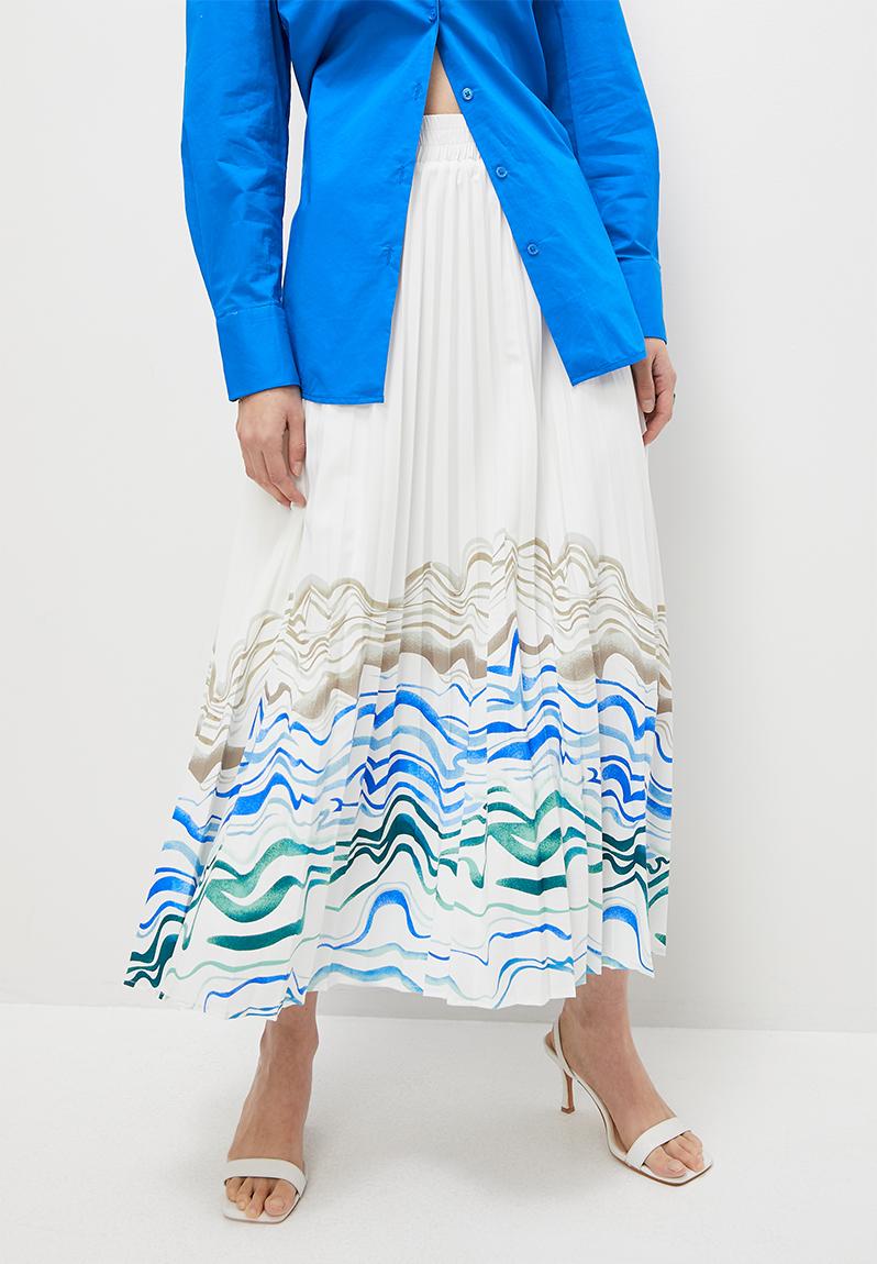 Pleated Midi Skirt Natural Texture Print Superbalist Skirts 7477