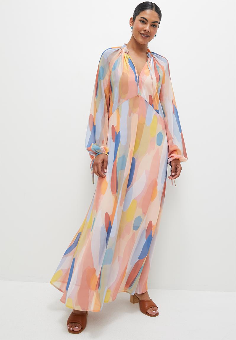 BABIES FLARED DRESS WITH FRILL SHOULDER PALATIAL PASTELS