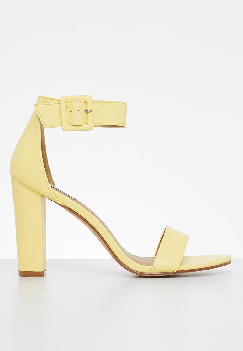 Angelique buckle tie block heel - butter yellow Madison® Heels ...