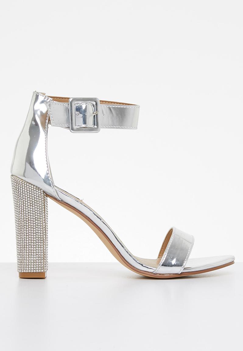 Angelique buckle tie block heel - silver Madison® Heels | Superbalist.com