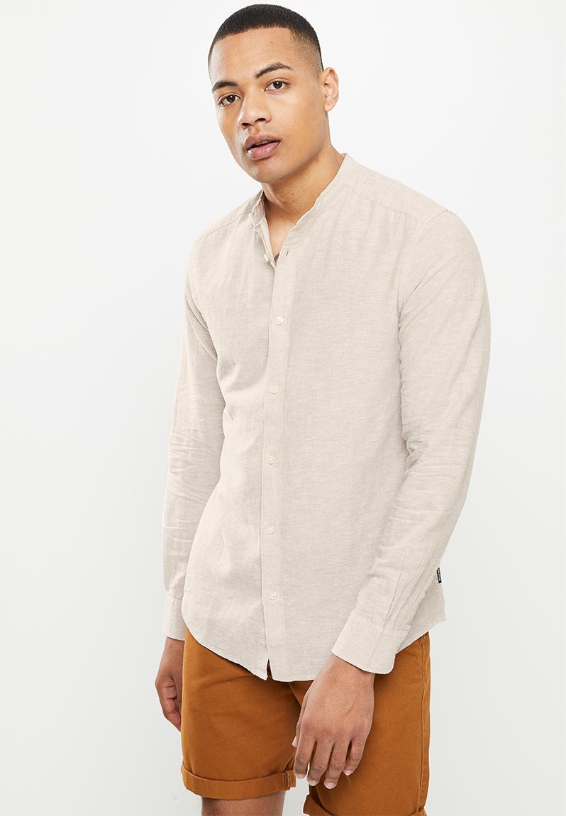 Onscaiden ls solid linen mao shirt noos - chinchilla Only & Sons Shirts ...