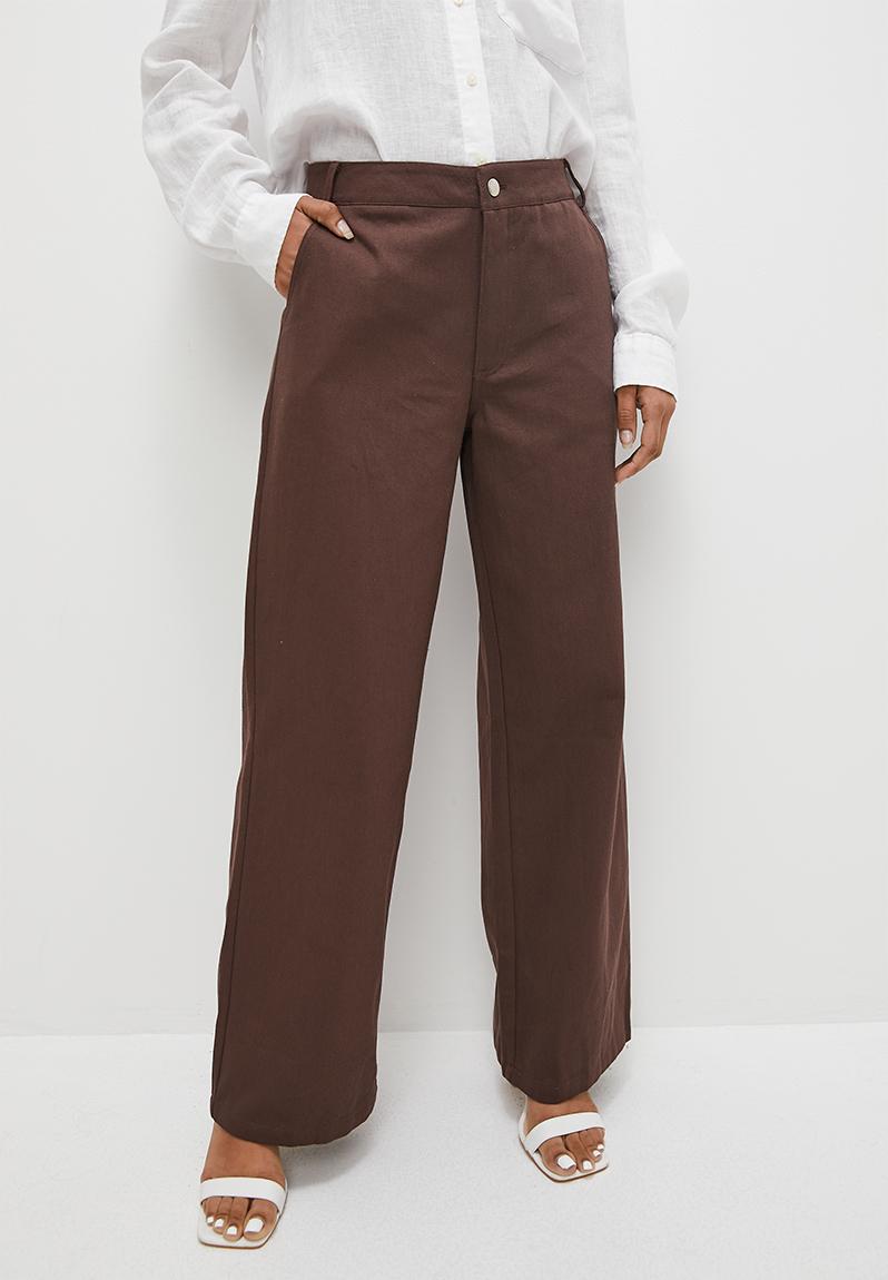 Mid rise wide leg - chocolate Superbalist Trousers | Superbalist.com