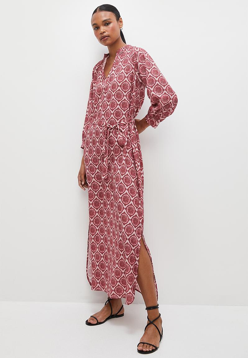 Green Boho Tiles Long Sleeve Kaftan
