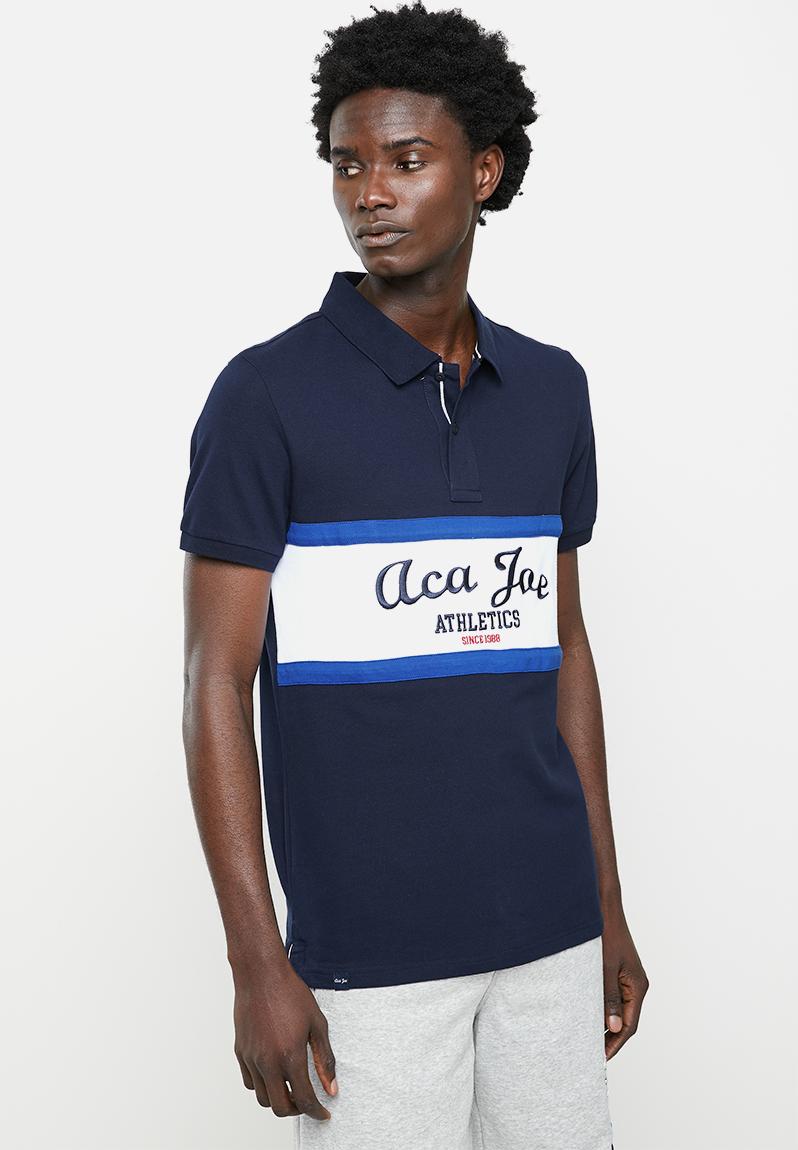 Aca joe chest panel golfer - navy Aca Joe T-Shirts & Vests ...