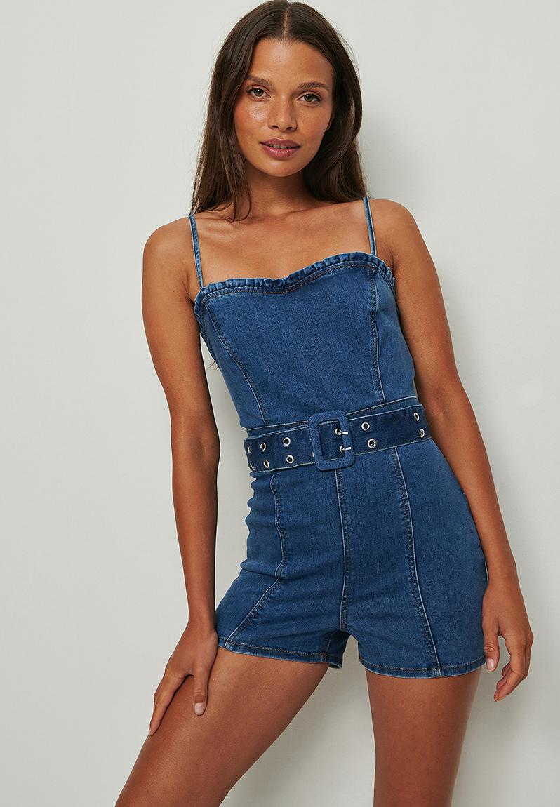 Flecked Denim Playsuit main image 1