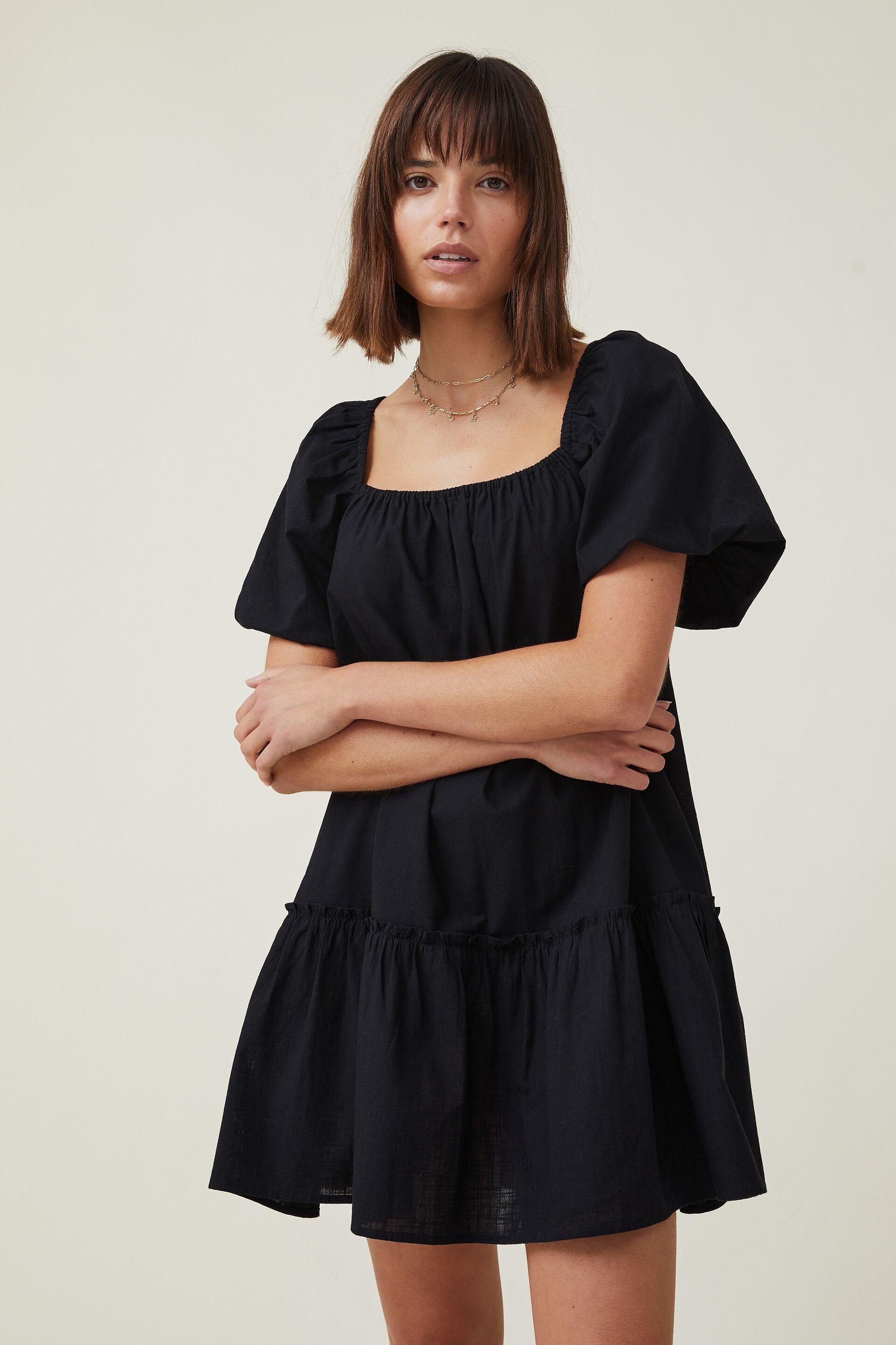 Women's Mini Dress Cotton Long Sleeve Zip-Up Collared With Pockets