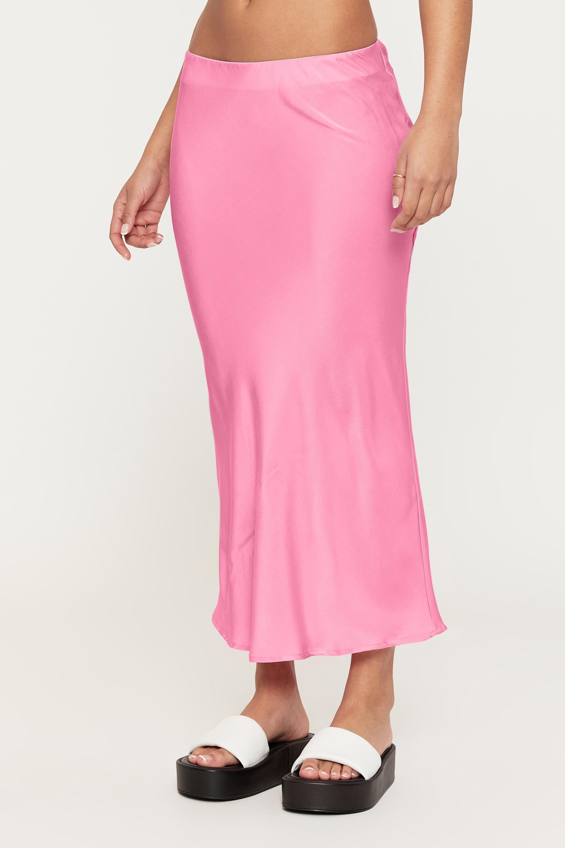 Ines low rise satin midi skirt - bubble gum pink Supré Skirts ...