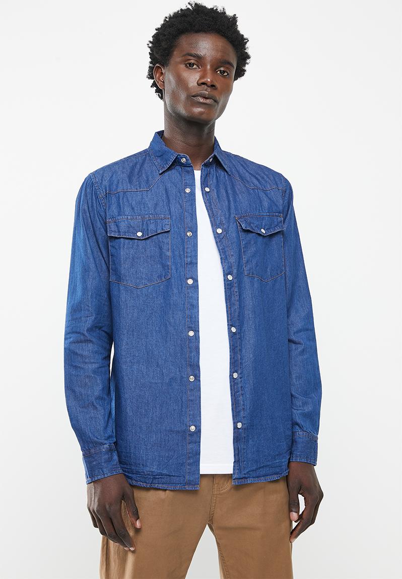 Vertigo stretch denim shirt - abrasion wash denim Vertigo Shirts ...