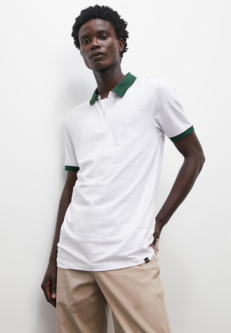 1/4 zip contrast regular golfer - white & green Superbalist T-Shirts ...