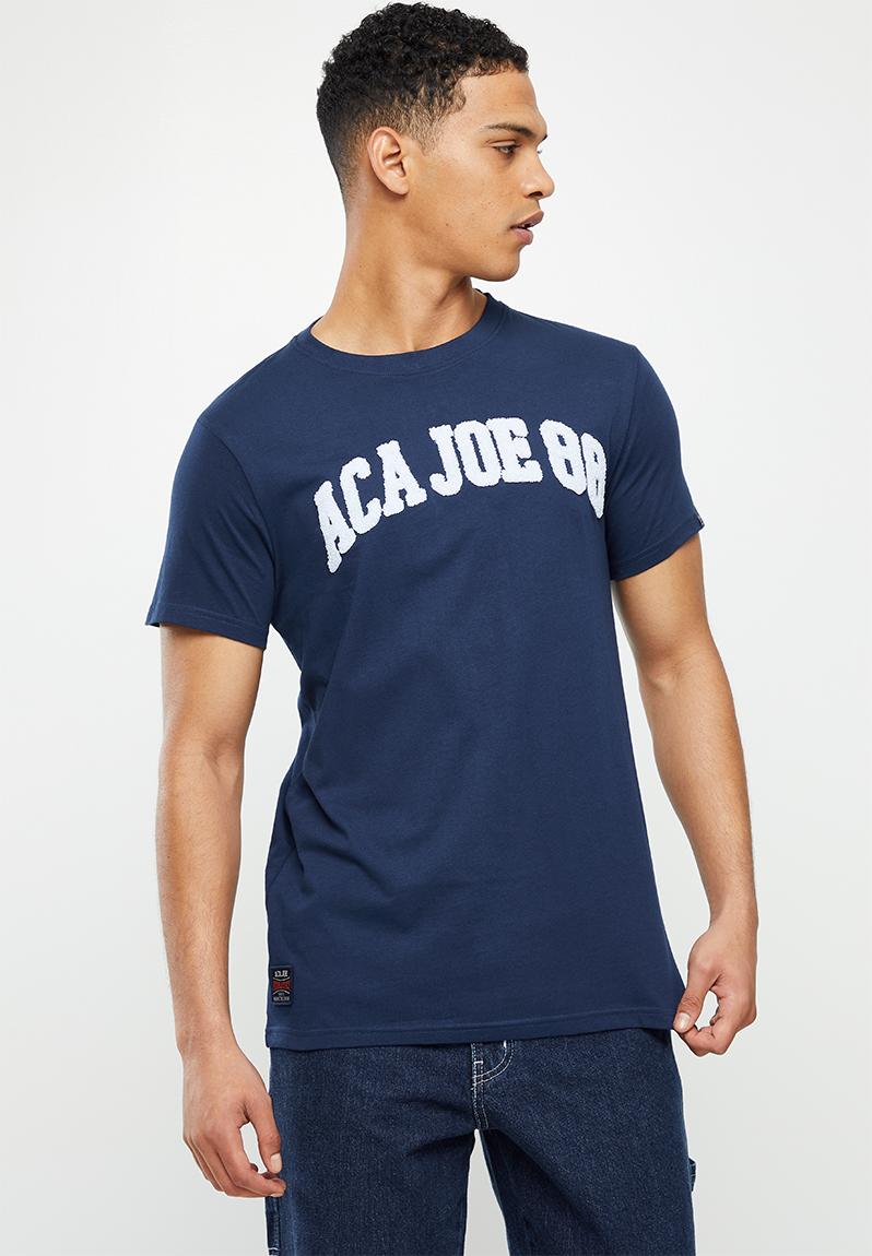 Aca joe towelling applique crew tee - dress blue Aca Joe T-Shirts ...