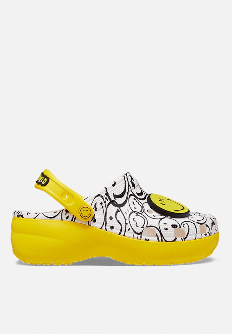Classic platform smiley clog w - white/multi