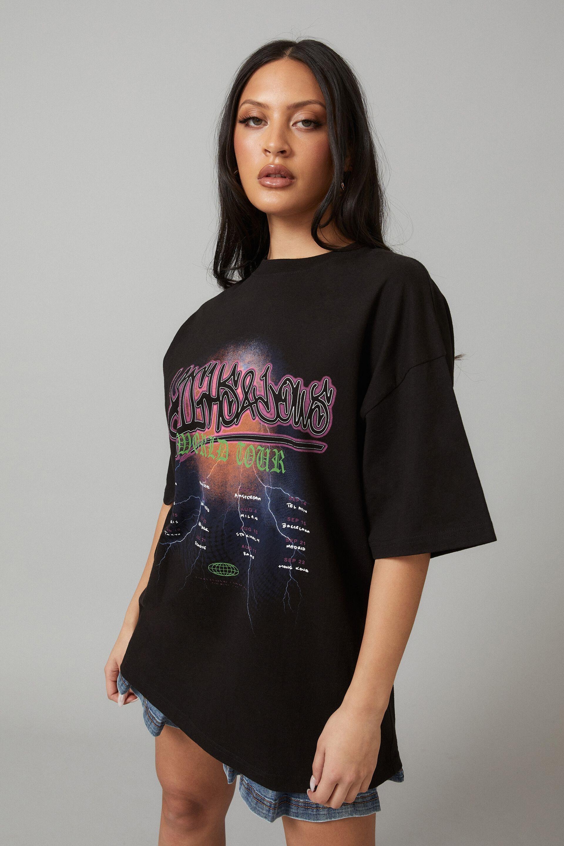 Oversized Graphic Tee Highs Lowsblack Factorie T Shirts Vests And Camis 2637