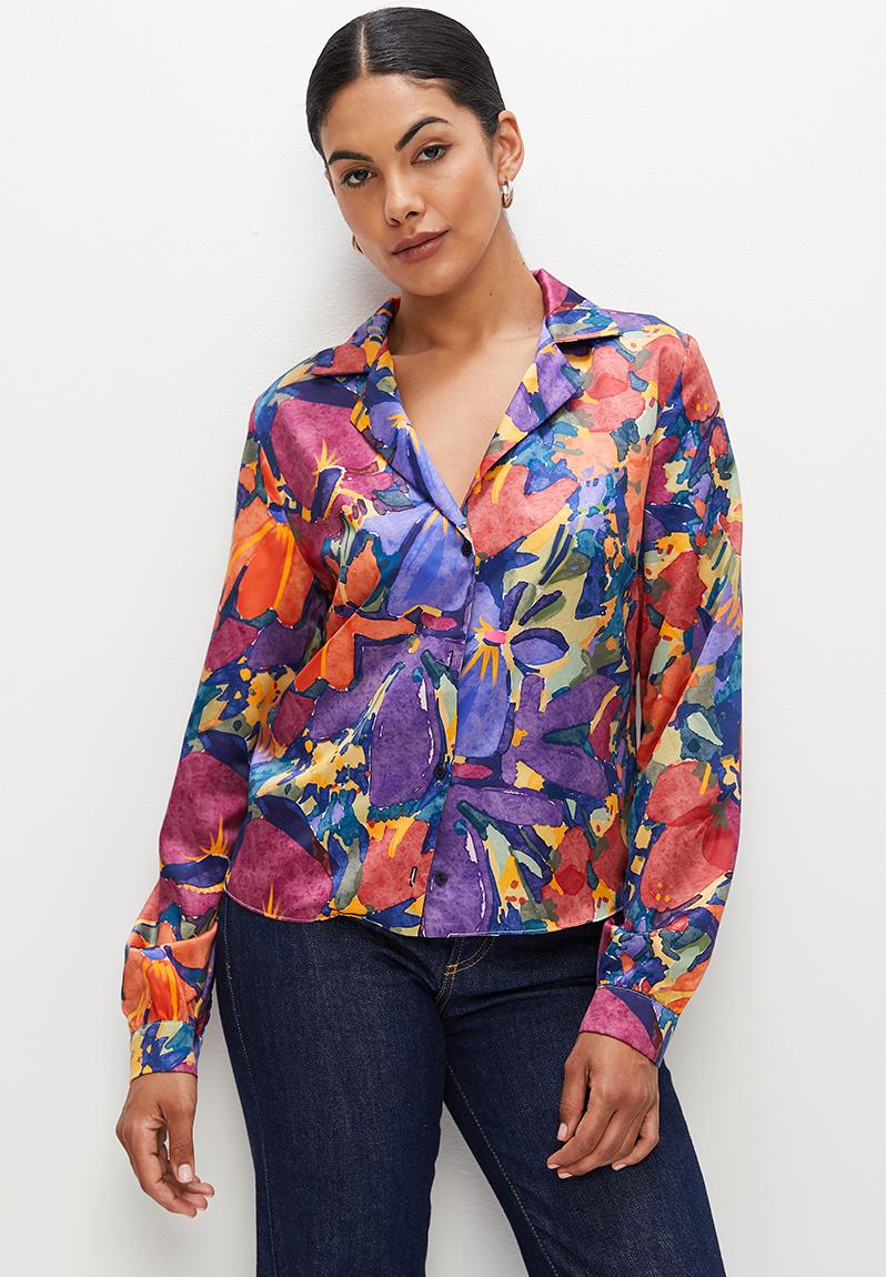 Satin floral shirt - navy bold painted floral1 edit Shirts ...