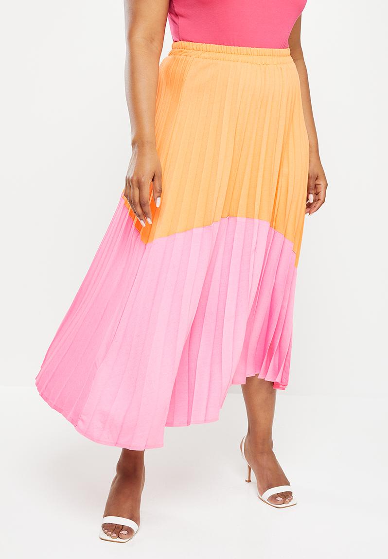 Plus colour block sunray pleated skirt - multi Me&B Bottoms & Skirts ...