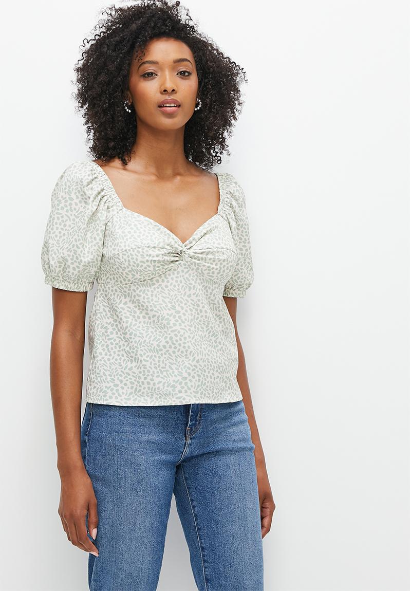 Tie back blouse - sage spot MILLA Blouses | Superbalist.com