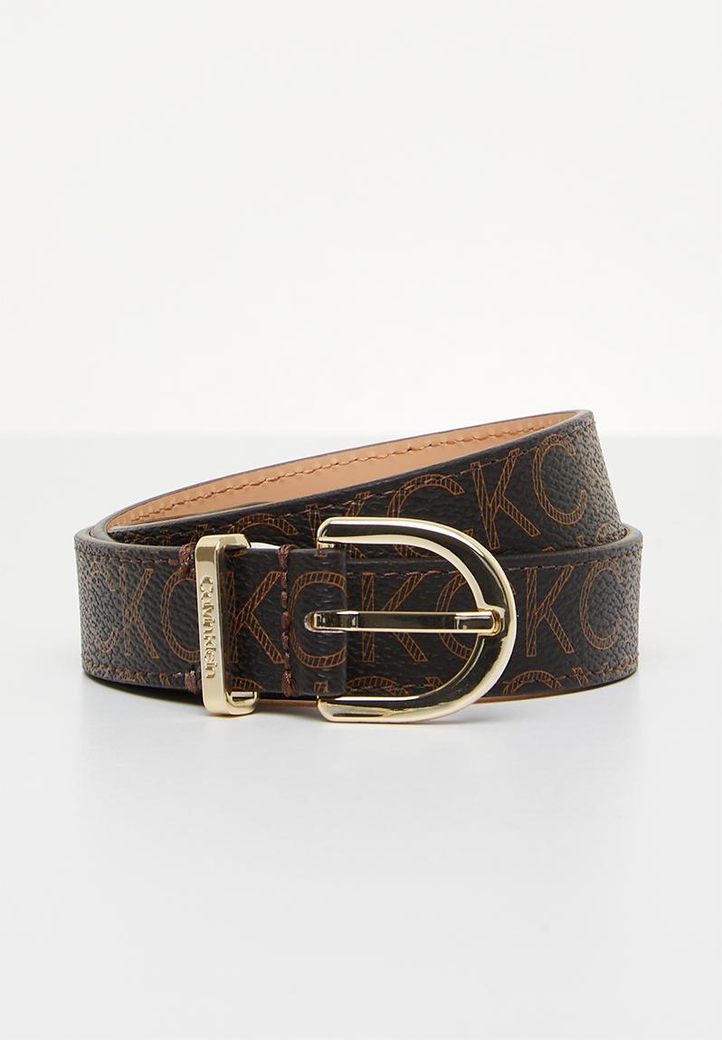 Ck must metal rnd belt mono - brown mono CALVIN KLEIN Belts ...