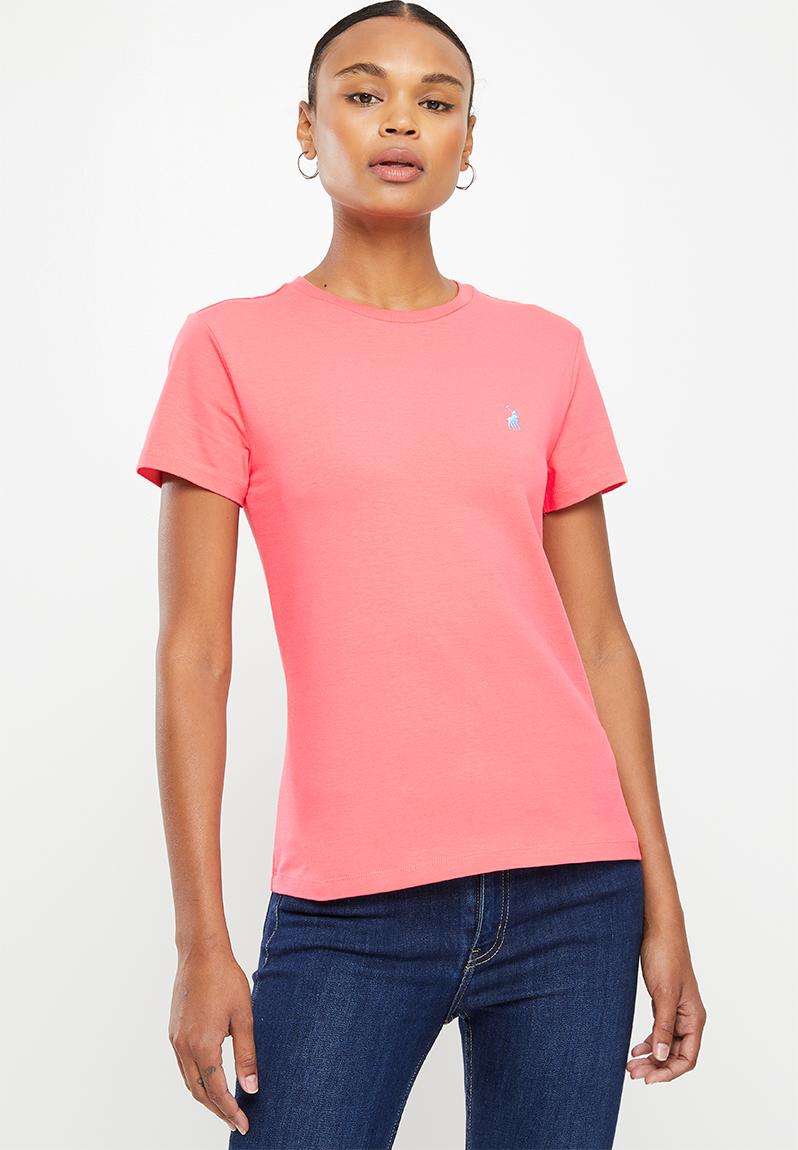 Allie short sleeve basic crew neck t-shirt - coral POLO T-Shirts, Vests ...