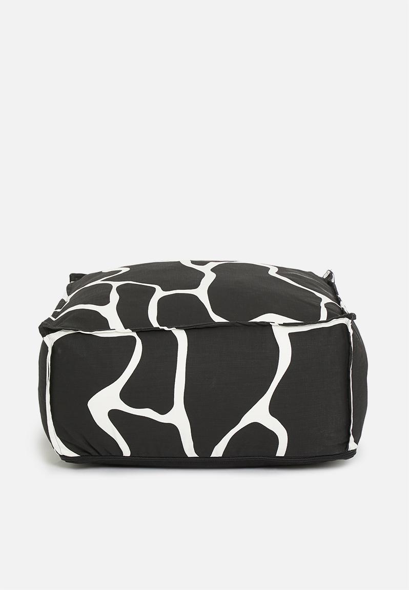 Nairobi patio floor cushion black & white Sixth Floor Decor